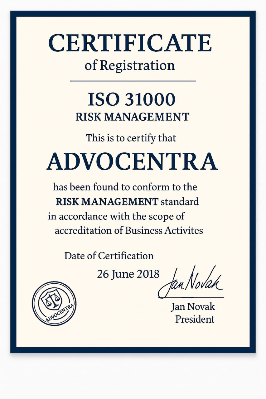 ISO 31000 Certifikát